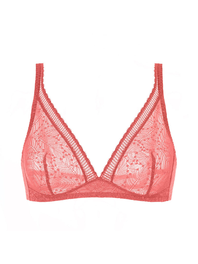 Daisy Lace Cage Bralette Pink Berry Longline Bra Wirefree