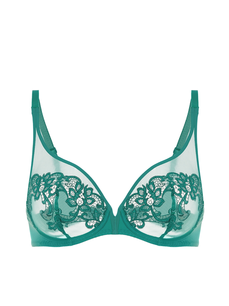 Saga Full Coverage Plunge Bra Garden Green Simone Perele