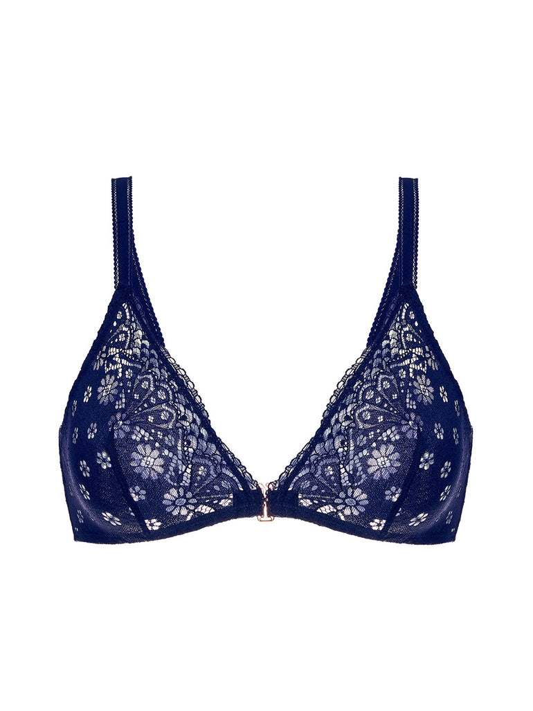 Sexy Sheer Triangle Bra Addition Nouvelle Effrontee - Black & Navy