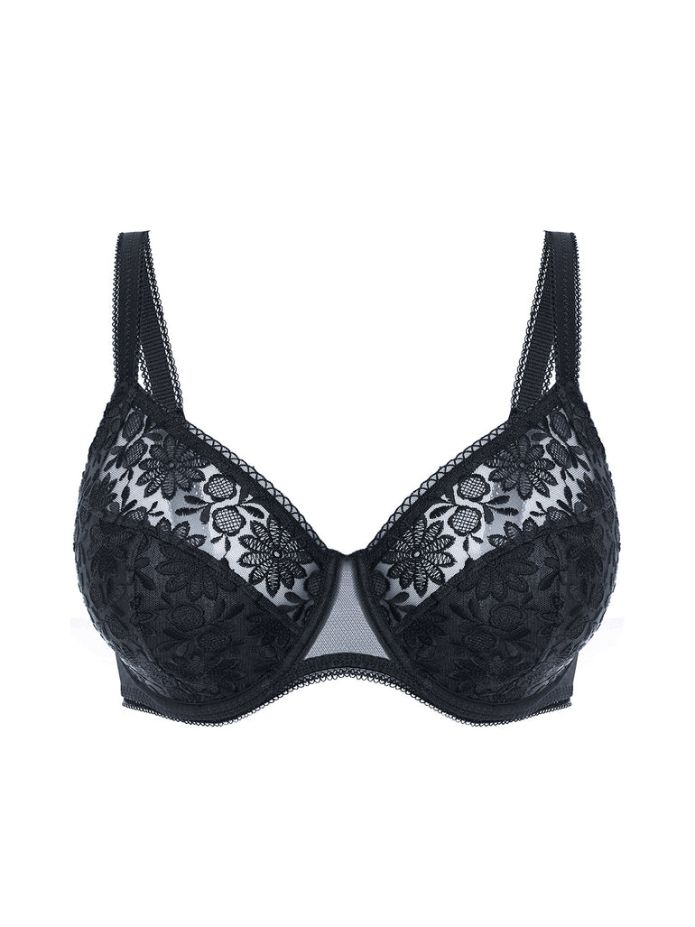 Buy Black Recycled Lace Full Cup Comfort Bra - 34F, Bras