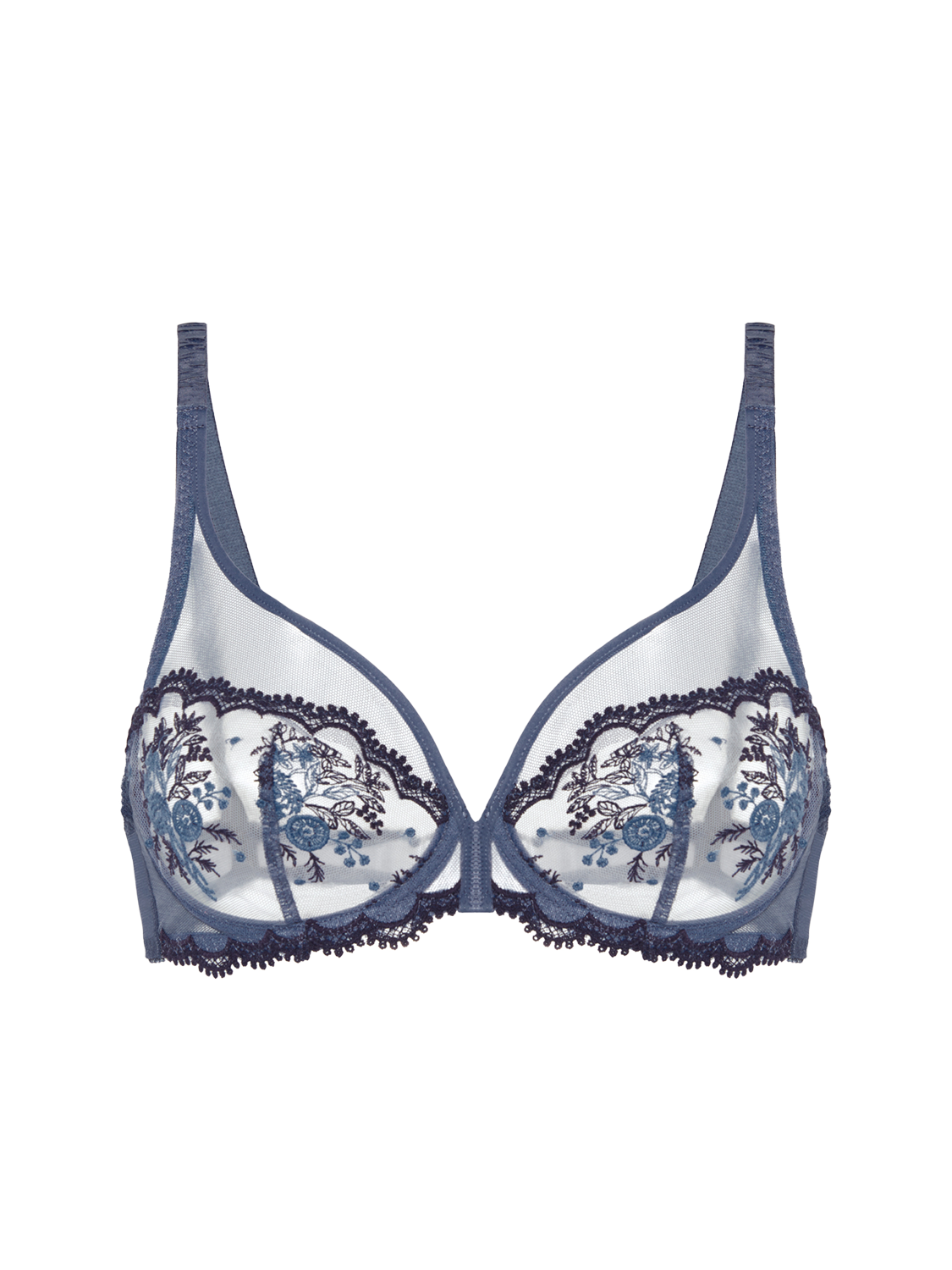 Intrigue Full Coverage Plunge Bra Cinder Blue Simone Perele