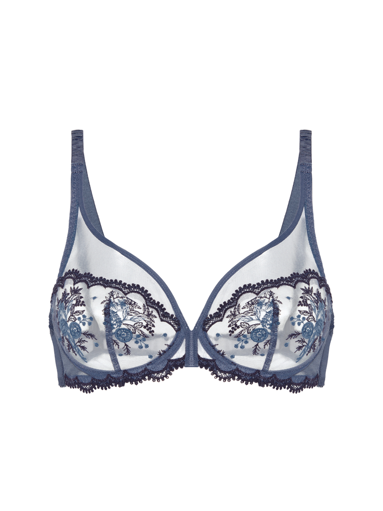 Intrigue Full Coverage Plunge Bra Cinder Blue Simone Perele