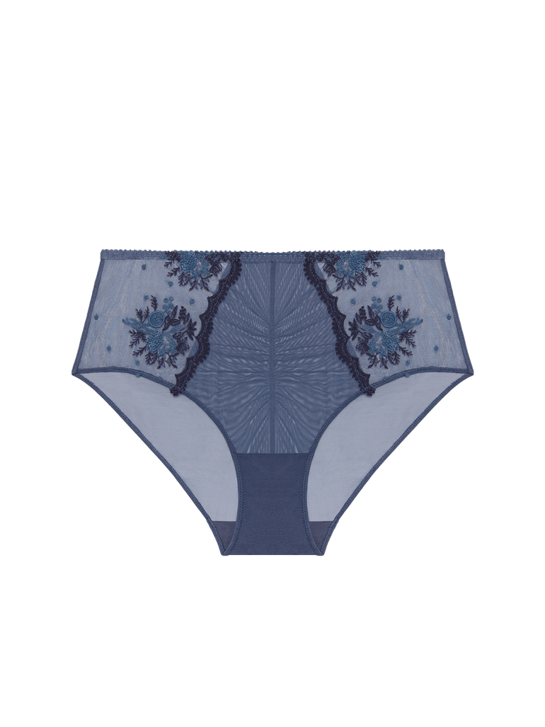 Intrigue Retro Brief Panty Cinder Blue Simone Perele