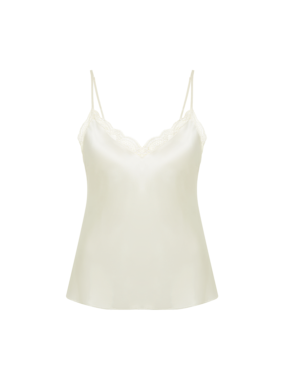 Love Me Lace Trim Silk Top - Ivory