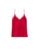 Love Me Lace Trim Silk Top - Opera Red