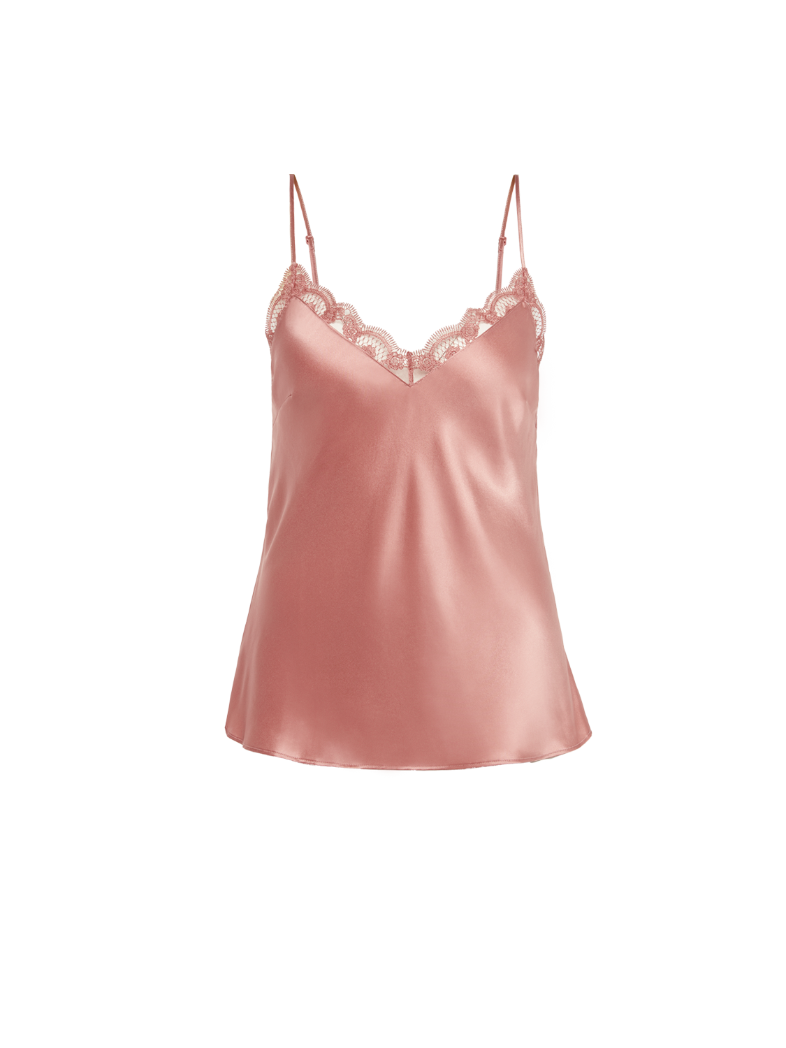 Love Me Lace Trim Silk Top - Smokey Pink