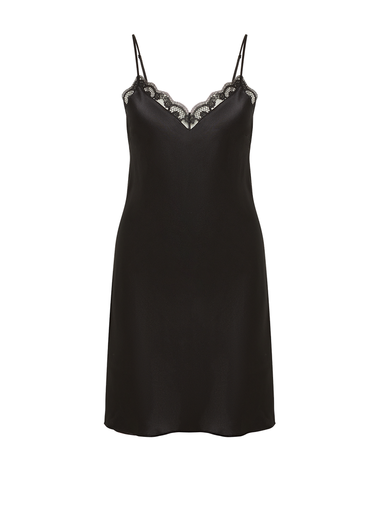 slip dress silk nightwear Love Me Silk Nightdress - Black