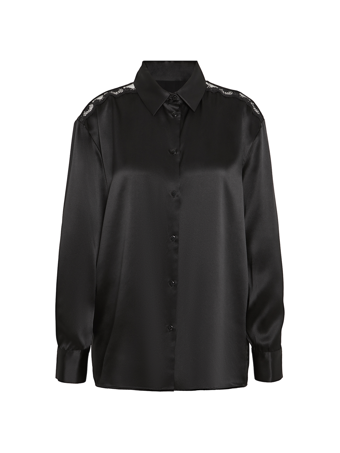 Love Me Silk Long Sleeve Shirt - Black