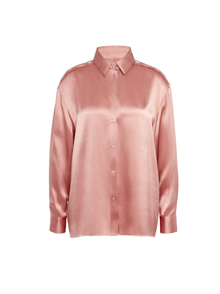 rose gold dress shirt women's Anewsta Pink Shiny Button Up Shirt Women's Blouses Shirts Formal Loose Fit Lapel Collar Long Sleeve Polyester Cardigan Elegant Chic Autumn W,M