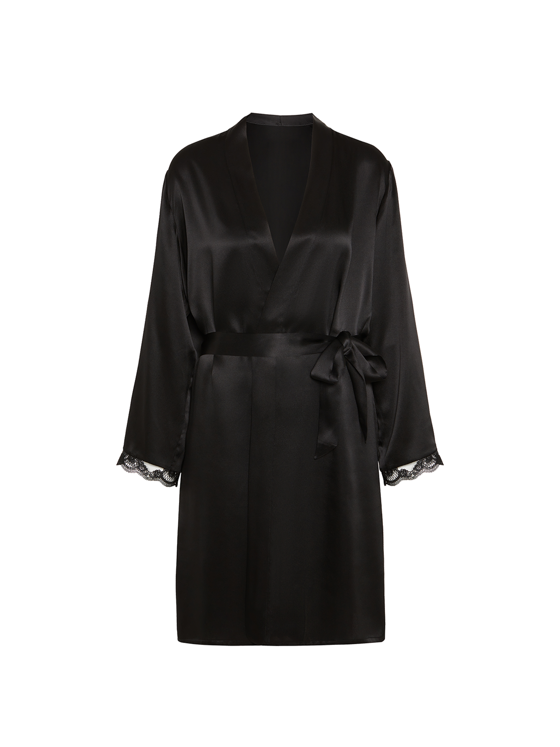 Love Me Silk Long Kimono - Black