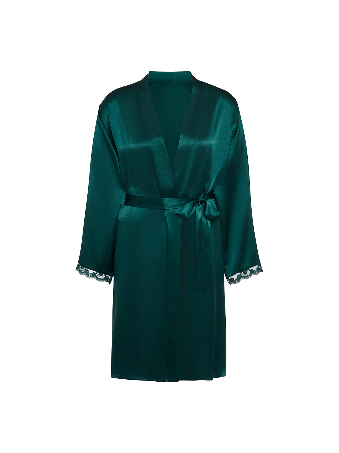Love Me Silk Long Kimono - Emerald