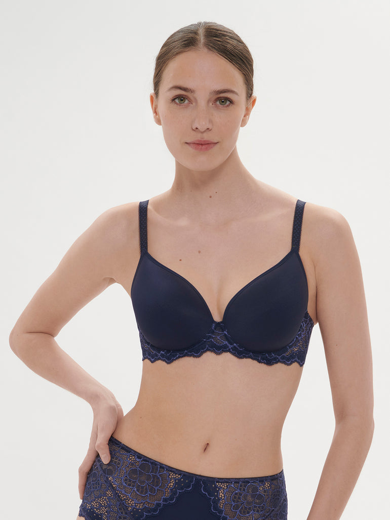 Caresse 3D Plunge Bra Ink Blue Simone Perele