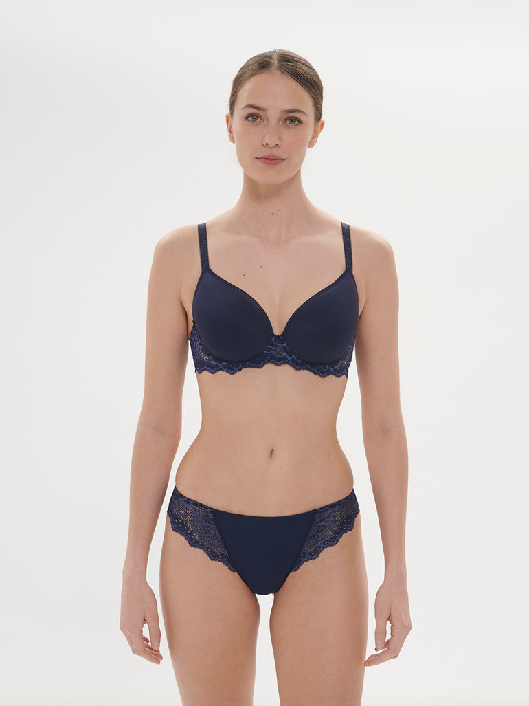 Caresse 3D Plunge Bra Ink Blue Simone Perele