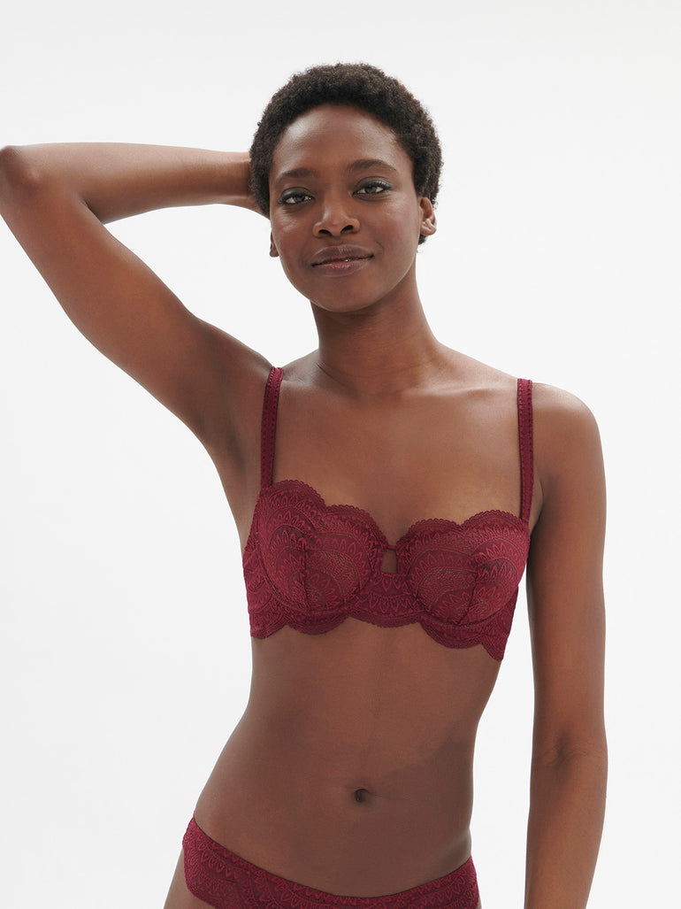 Karma Sheer Demi Bra Spinel Red Simone Perele