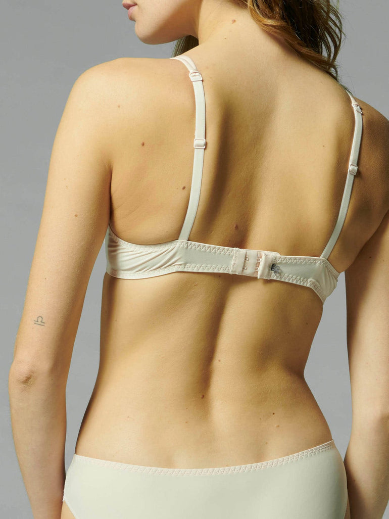 Buy Demi Cup Bra with Transparent Straps & Back in Yellow - Cotton