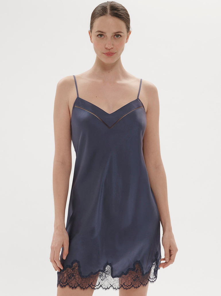 Nocturne Silk Dress Cinder Blue Simone Perele