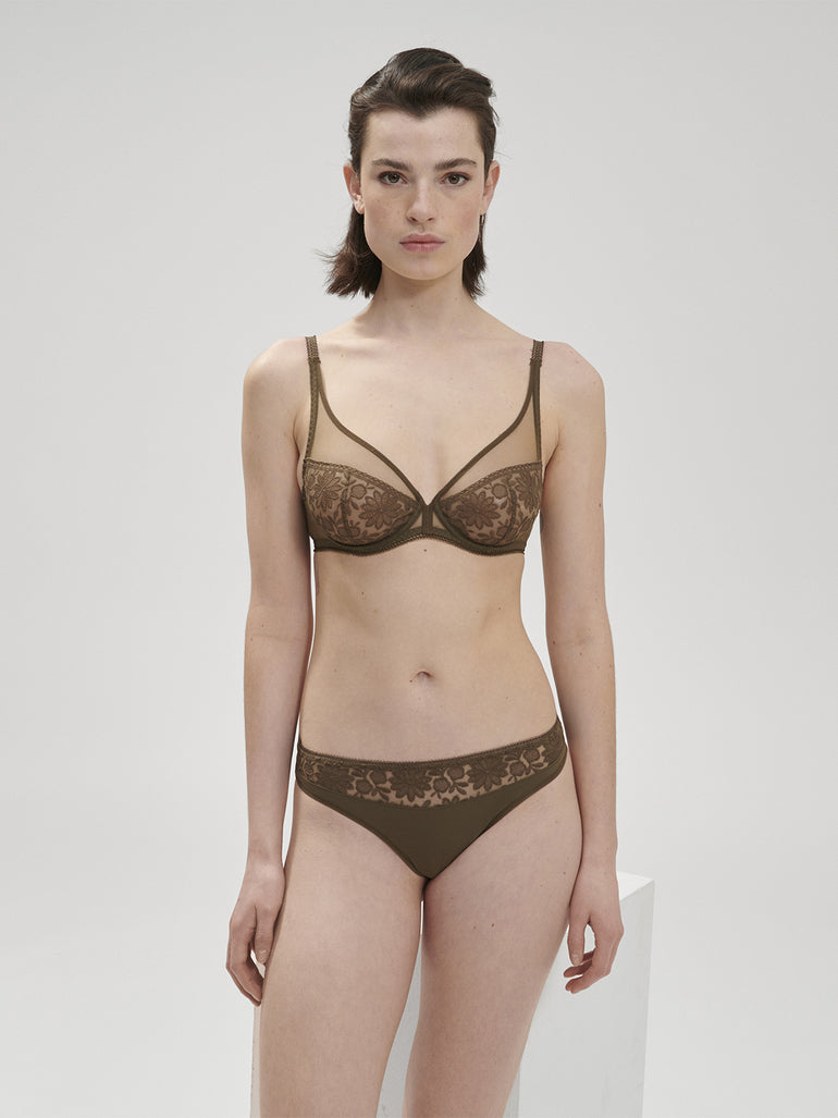 Amazone Full Coverage Plunge Bra Nomad Green Simone Perele