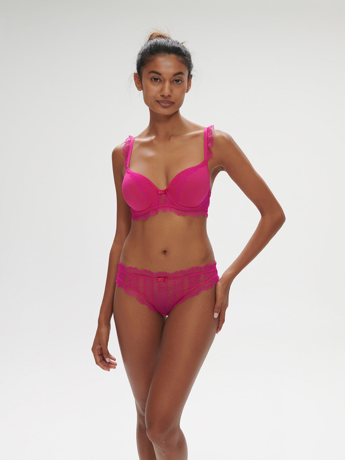 【34E/90E】Aubadeセクシーピンクレースブラ Canopée 3D Plunge - Hibiscus Pink – Simone Pérèle