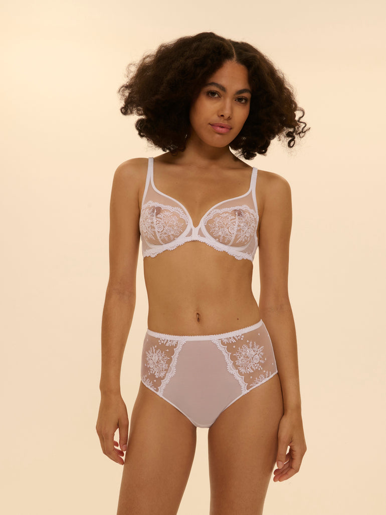 Intrigue Full Coverage Plunge Bra White Simone Perele