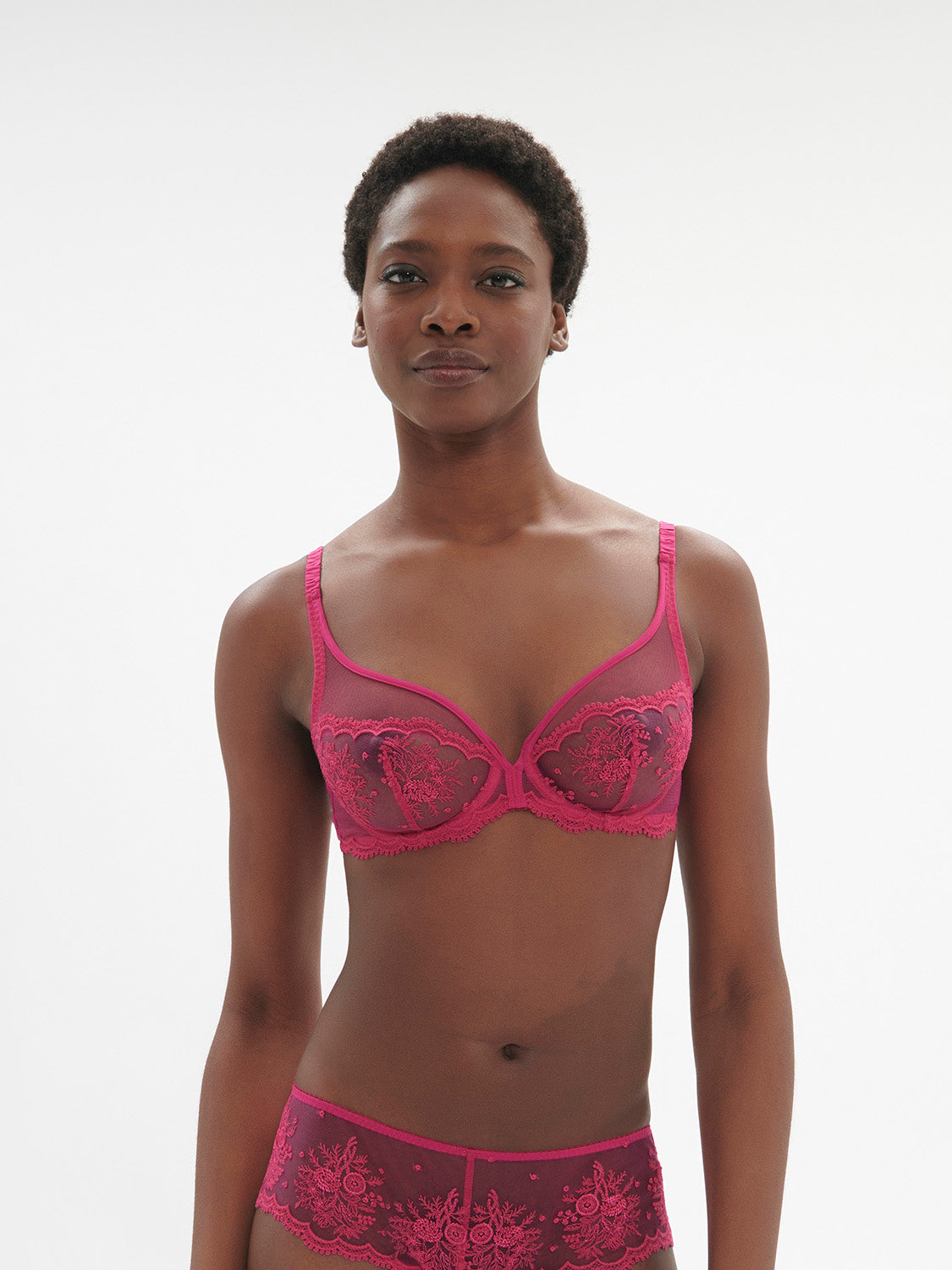 Intrigue Full Coverage Plunge Bra Disco Pink Simone Perele