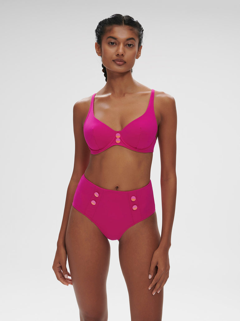 Alati Retro Brief Swim Hibiscus Pink Simone Perele