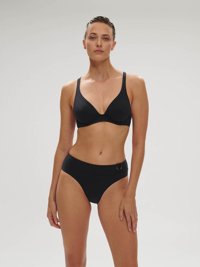 Palmeraie Underwire Plunge Swim Black Simone Perele