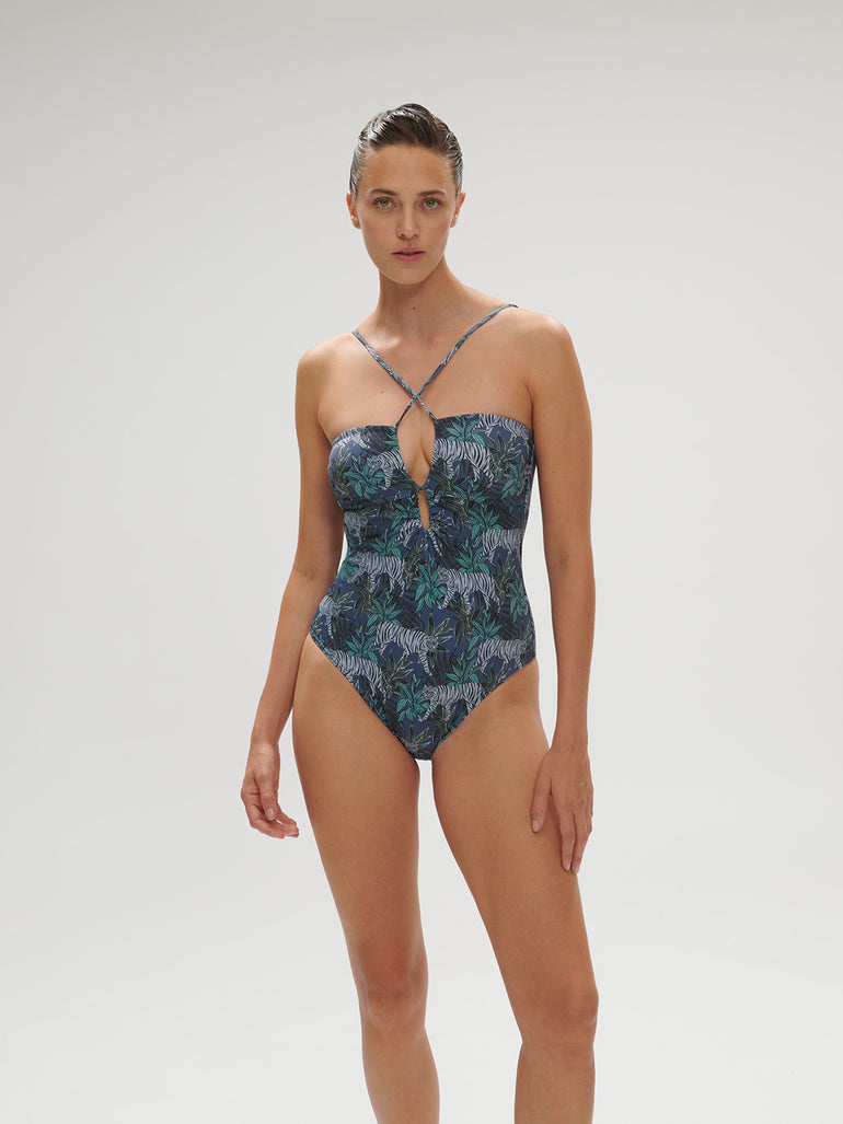 Agathe Wireless One Piece Swim Jungle Night Print Simone Perele