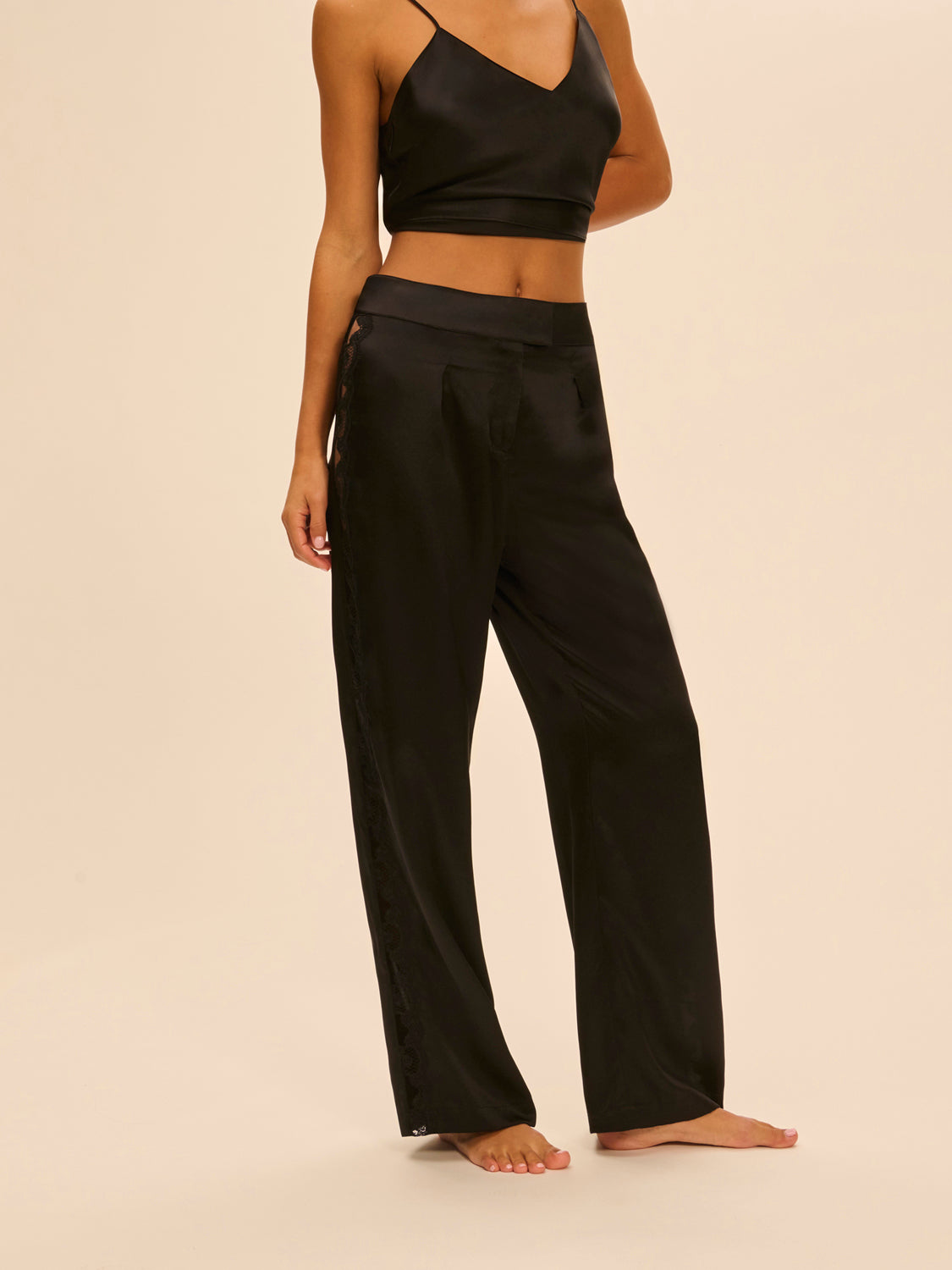 S☆Simone Perele　シルク100％シモーヌ ペレール フレアパンツ黒 Love Me Silk Trousers- Black – Simone Pérèle