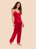 Love Me Lace Trim Silk Top - Opera Red