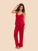 Love Me Lace Trim Silk Top - Opera Red