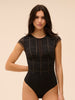 Desiree Cap Sleeve Bodysuit - Black