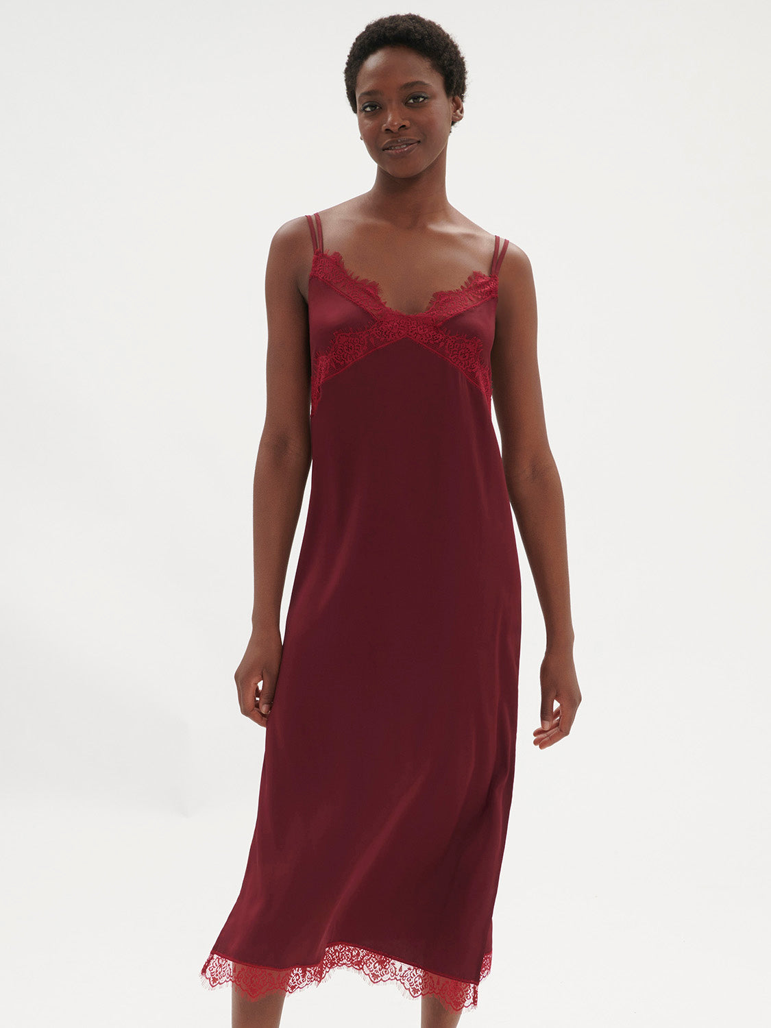 Satin Secrets Long Nightdress Spinel Red Simone Perele