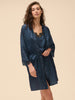 Satin Secrets Long Kimono - Feline Blue
