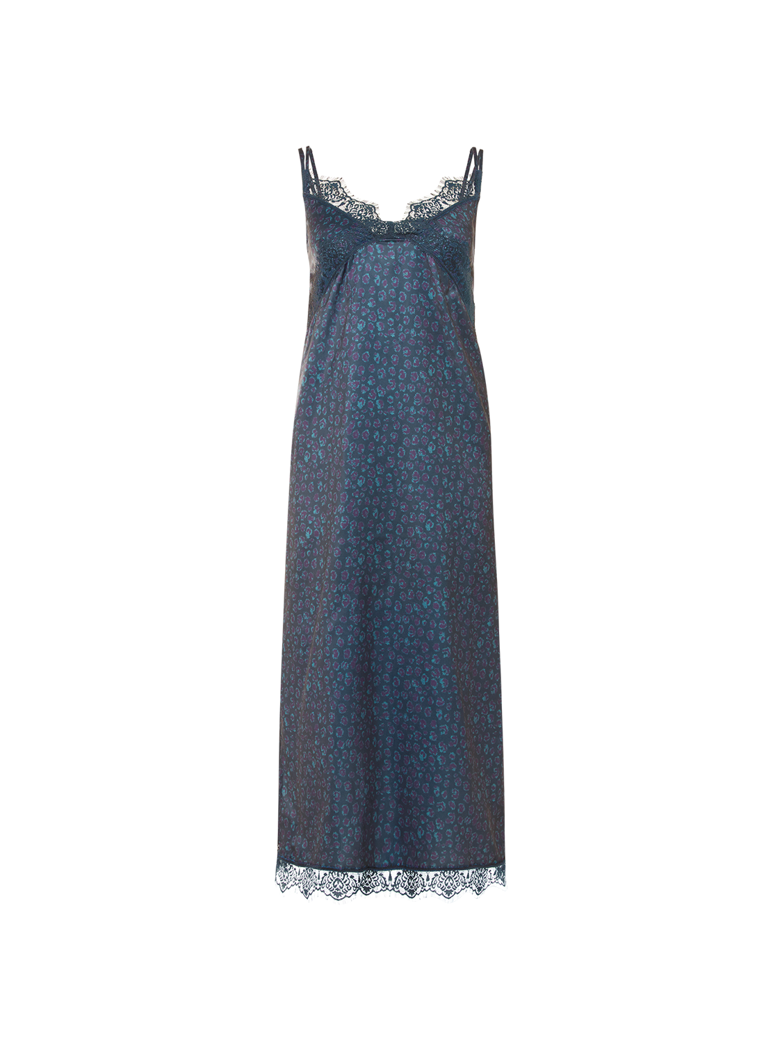Satin Secrets Long Nightdress - Feline Blue