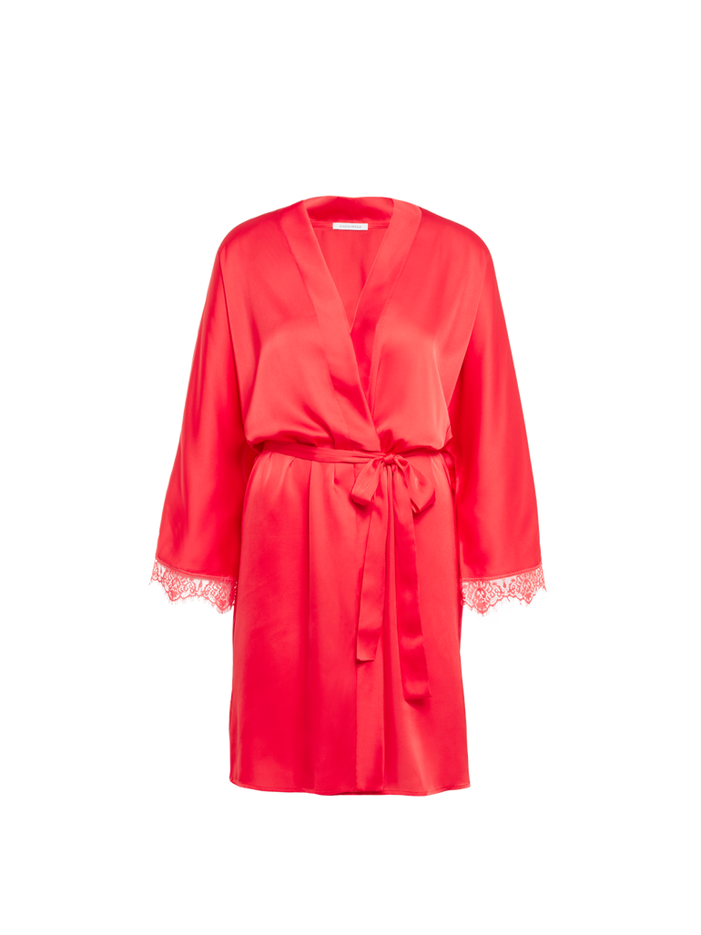Satin Secrets Long Kimono Nightwear Flamingo Simone Perele