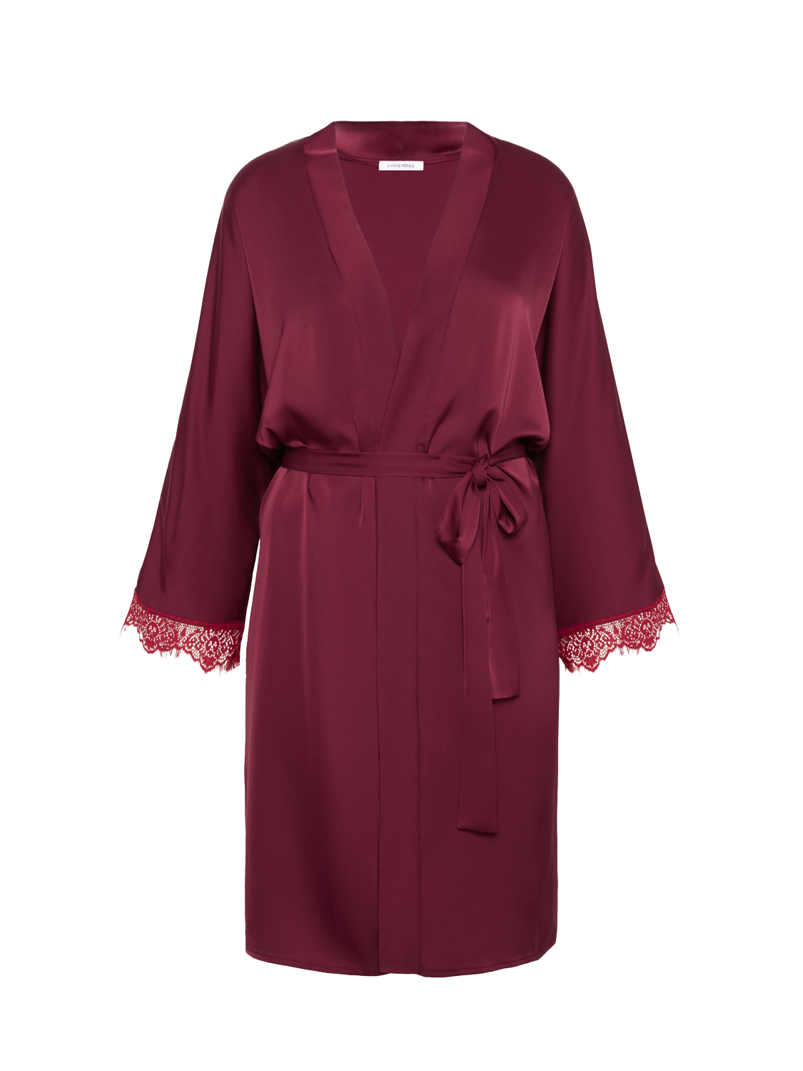 Satin Secrets Long Kimono Robe Spinel Red Simone Perele