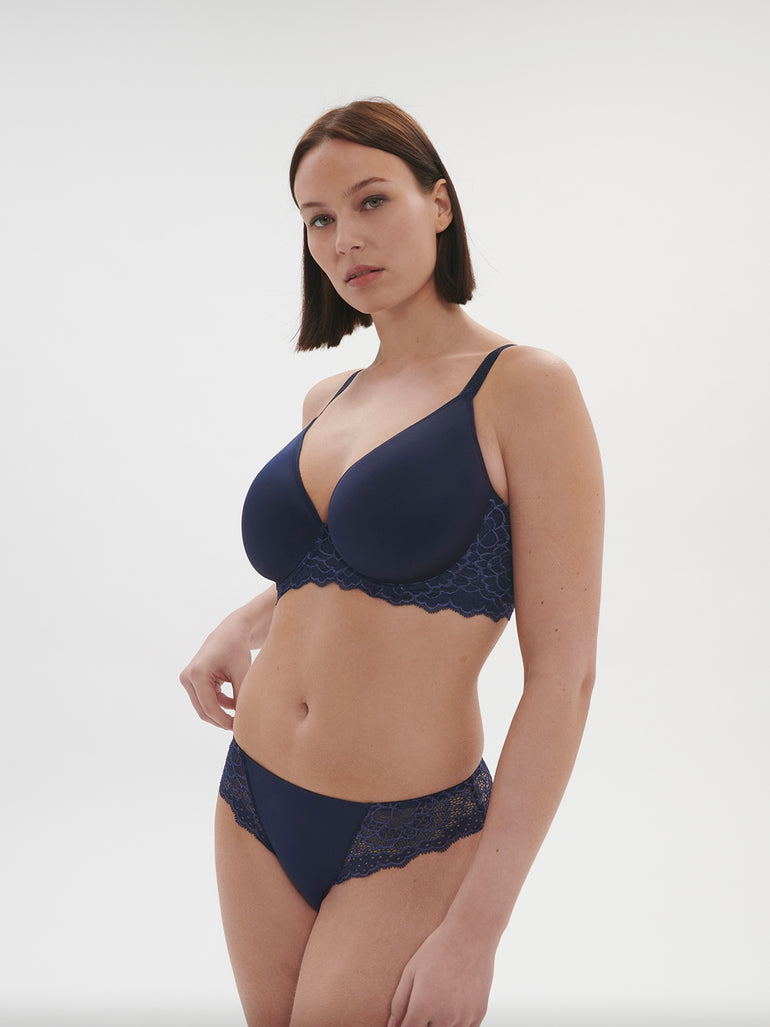 Caresse 3D Plunge Bra Ink Blue Simone Perele