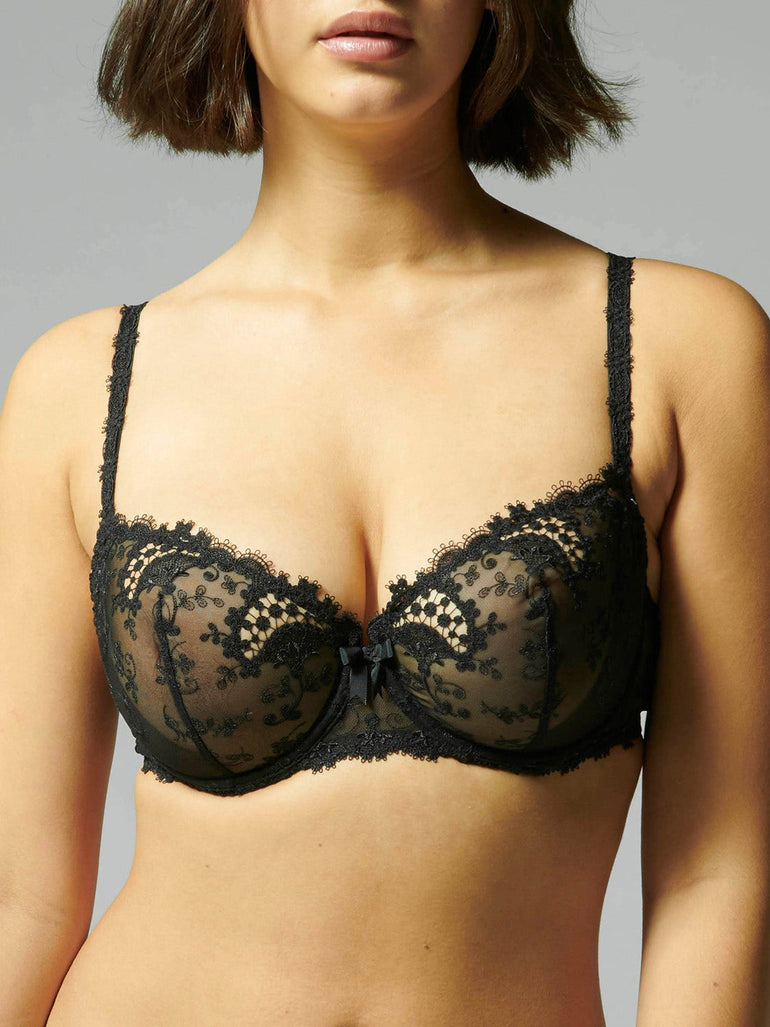 Buy Half Cup strappy french lace and satin bra Online