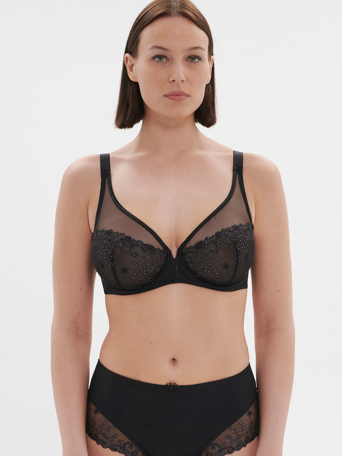 Delice Full Coverage Plunge Bra Gem Black Simone Perele