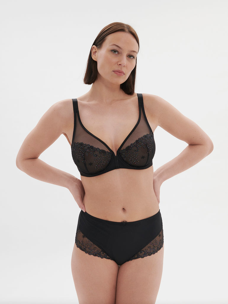 Delice Full Coverage Plunge Bra Gem Black Simone Perele