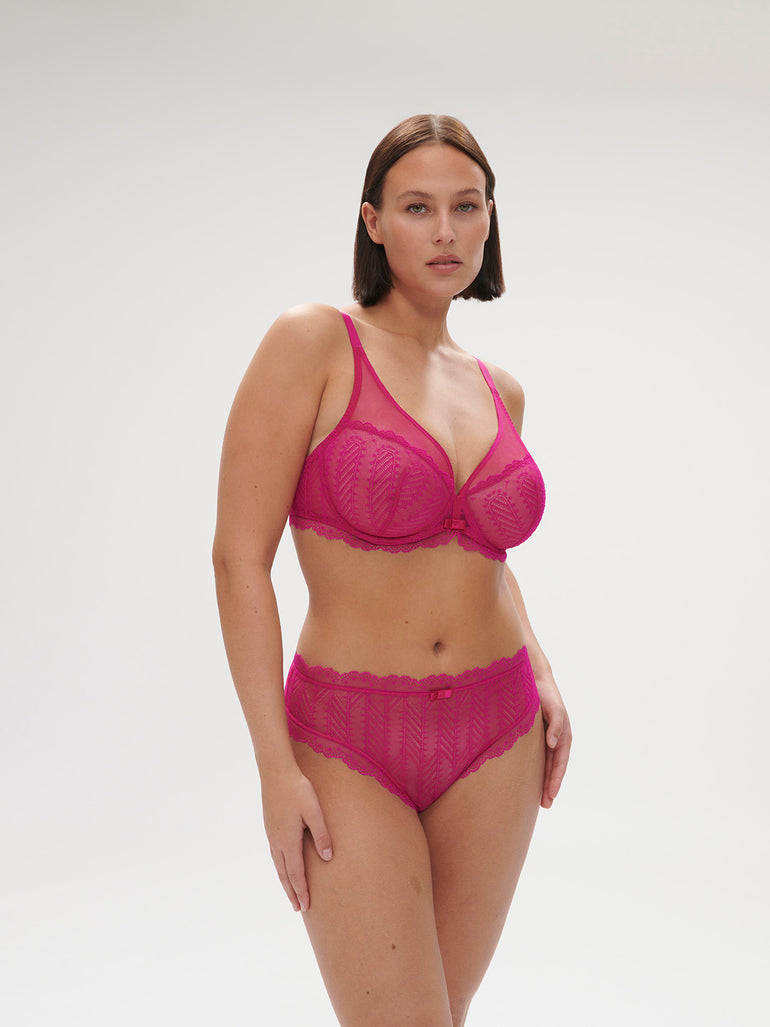 Canopée Full Coverage Plunge Bra Hibiscus Pink Simone Perele