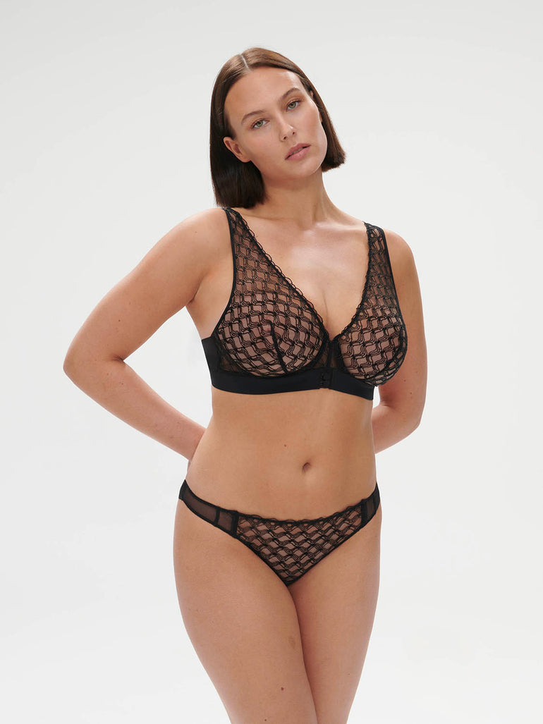 Rose Underwire Triangle Bra Black Simone Perele