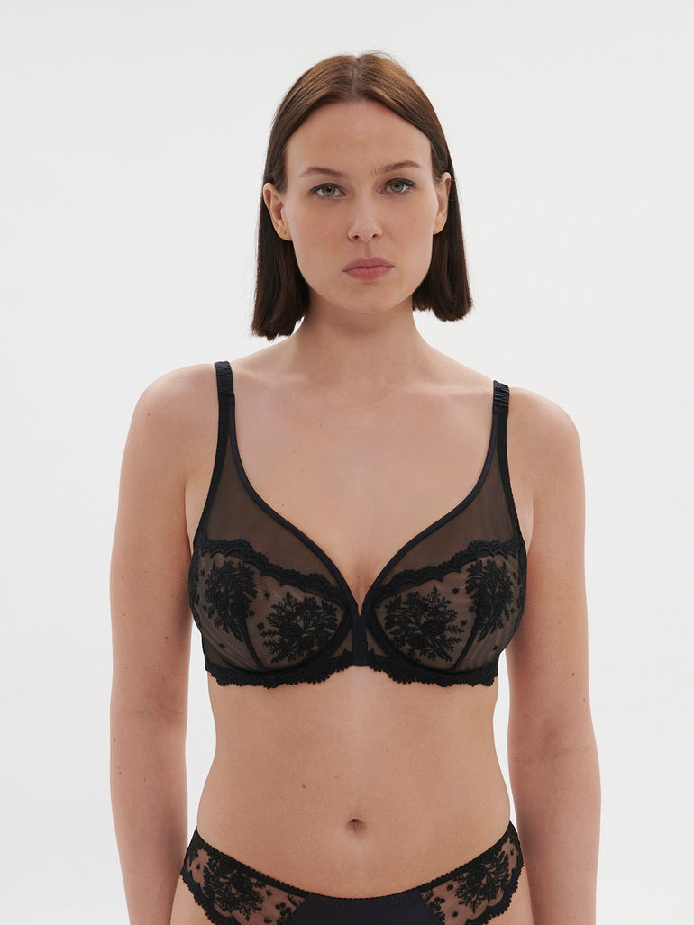 Intrigue Full Coverage Plunge Bra Black Simone Perele