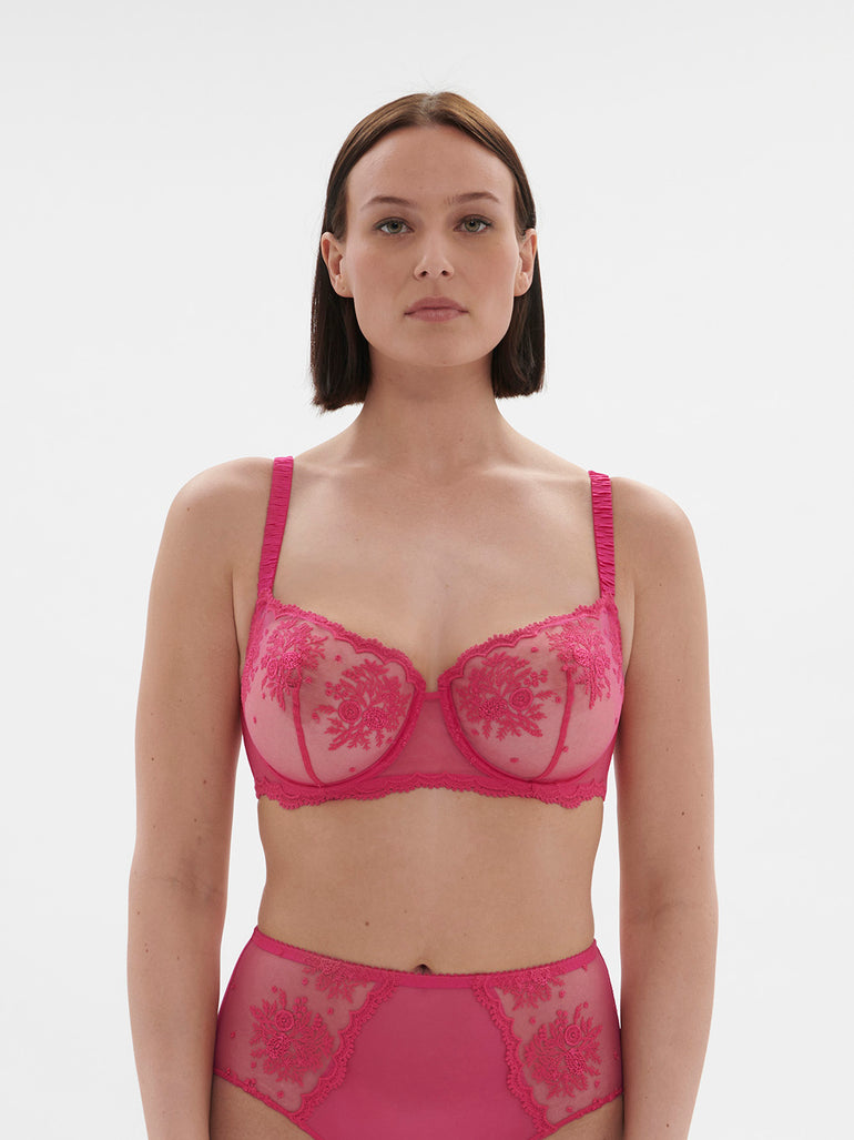 Intrigue Sheer Demi Bra Disco Pink Simone Perele