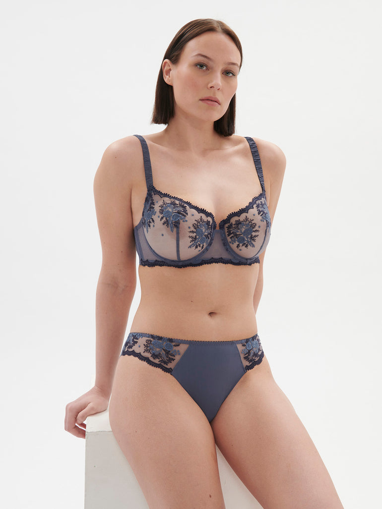 Intrigue Sheer Demi Bra Cinder Blue Simone Perele