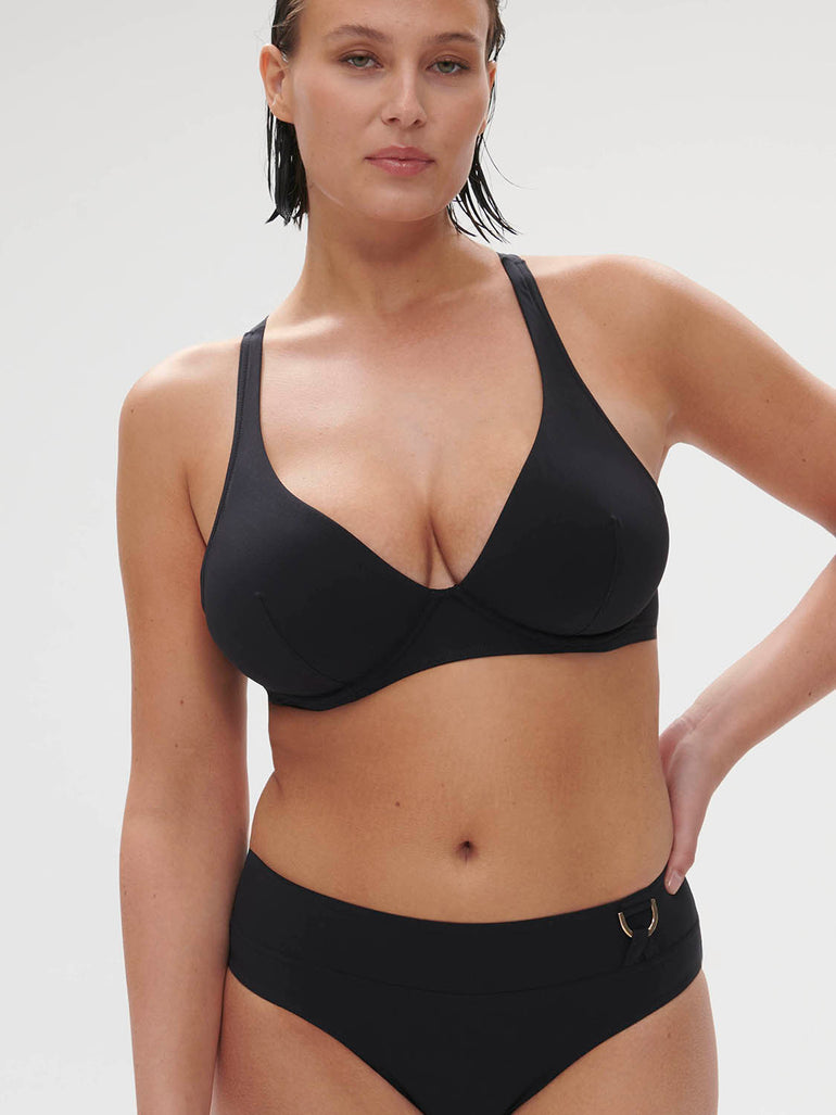 Palmeraie Underwire Plunge Swim Black Simone Perele