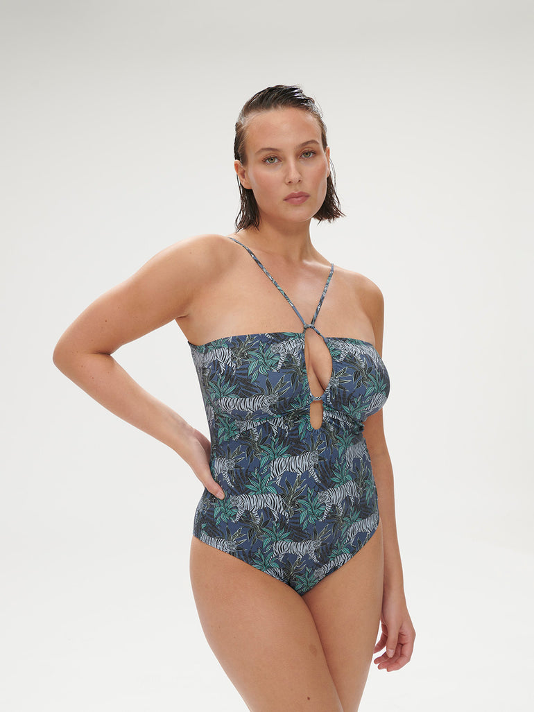 Agathe Wireless One Piece Swim Jungle Night Print Simone Perele