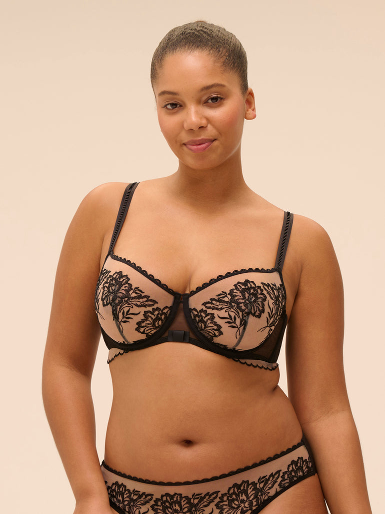 Romance Sheer Demi Bra Black Simone Perele